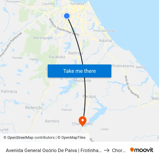 Avenida General Osório De Paiva | Frotinha Da Parangaba - Parangaba to Chorozinho map