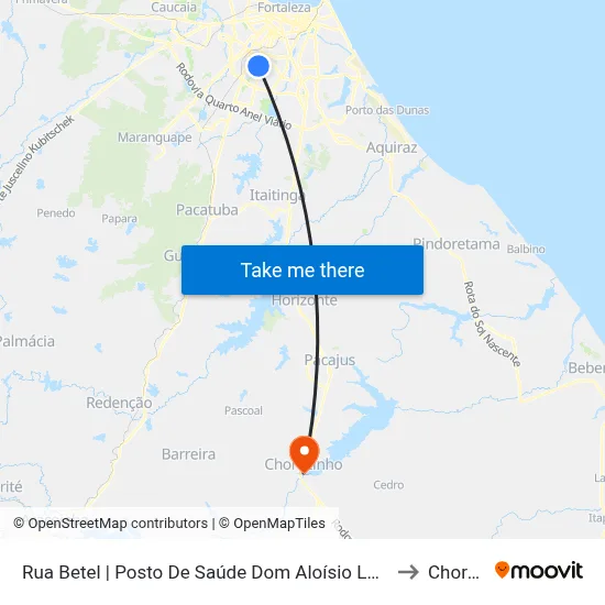 Rua Betel | Posto De Saúde Dom Aloísio Lorscheider - Rachel De Queiroz to Chorozinho map