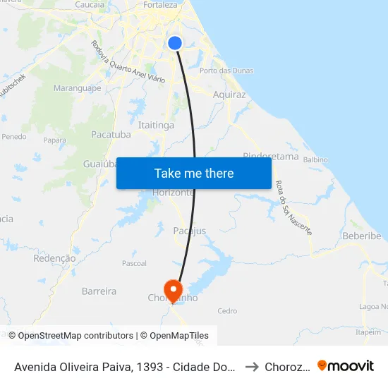Avenida Oliveira Paiva, 1393 - Cidade Dos Funcionários to Chorozinho map