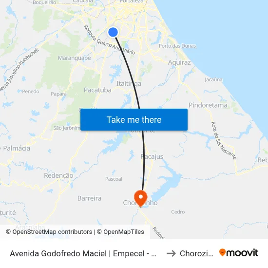 Avenida Godofredo Maciel | Empecel - Mondubim to Chorozinho map