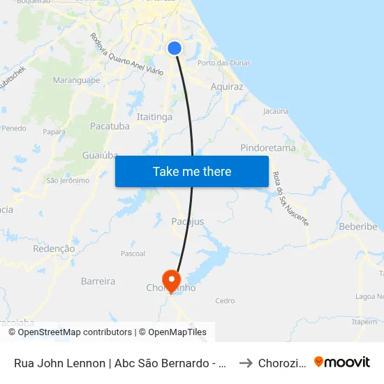 Rua John Lennon | Abc São Bernardo - Messejana to Chorozinho map