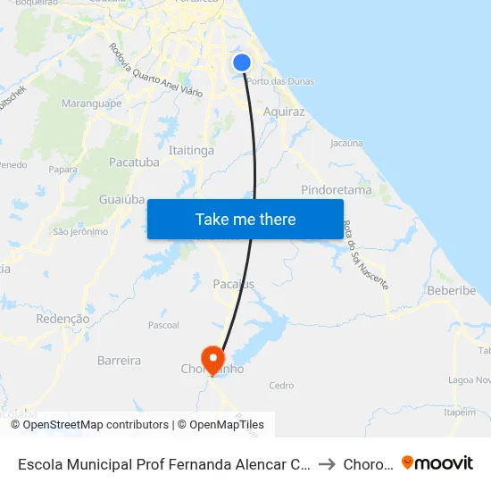 Escola Municipal Prof Fernanda Alencar Colares - Lagoa Redonda to Chorozinho map