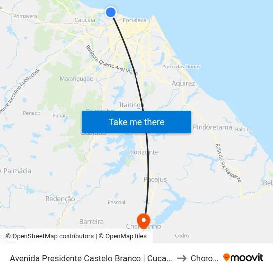 Avenida Presidente Castelo Branco | Cuca Barra - Barra Do Ceará to Chorozinho map