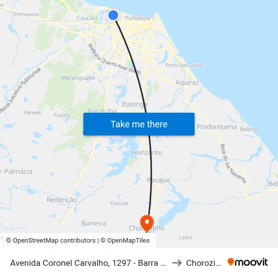 Avenida Coronel Carvalho, 1297 - Barra Do Ceará to Chorozinho map