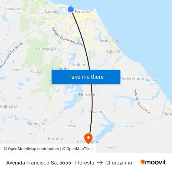 Avenida Francisco Sá, 5655 - Floresta to Chorozinho map
