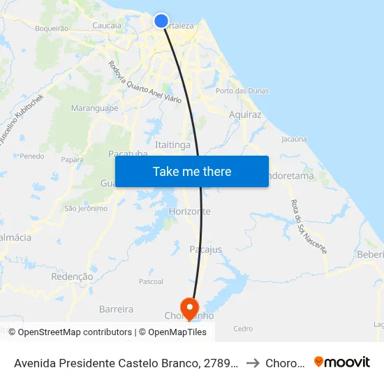 Avenida Presidente Castelo Branco, 2789 - Carlito Pamplona to Chorozinho map