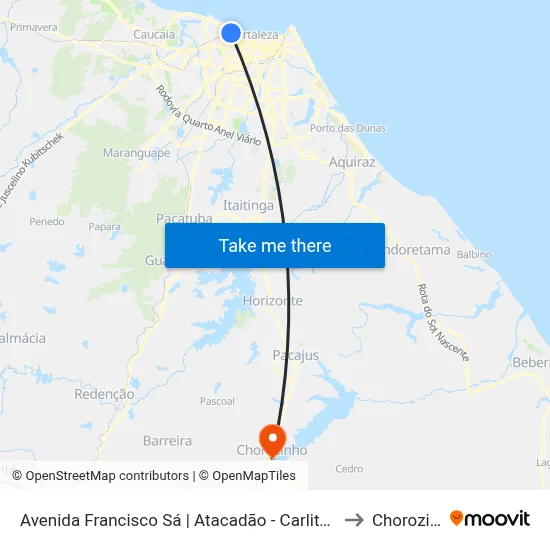 Avenida Francisco Sá | Atacadão - Carlito Pamplona to Chorozinho map