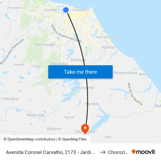 Avenida Coronel Carvalho, 2173 - Jardim Iracema to Chorozinho map