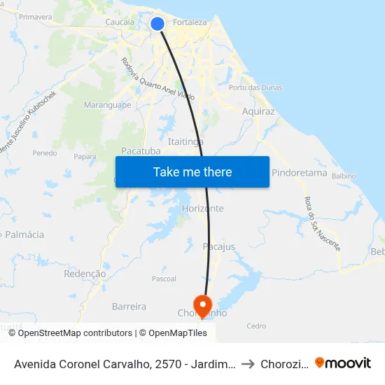 Avenida Coronel Carvalho, 2570 - Jardim Guanabara to Chorozinho map