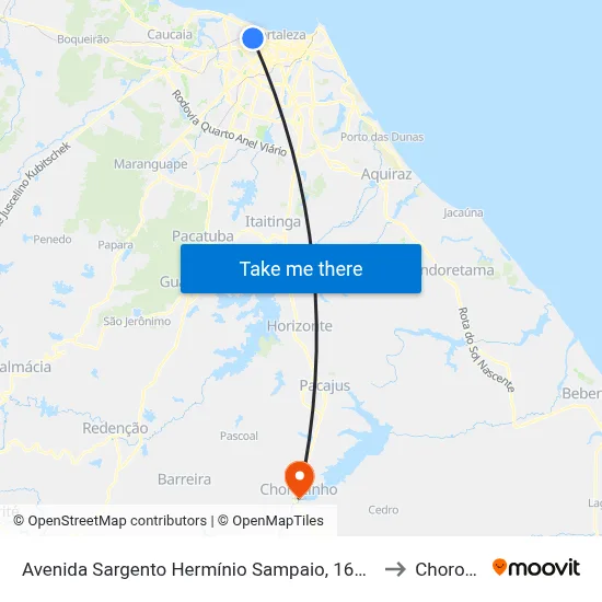 Avenida Sargento Hermínio Sampaio, 1628 - Monte Castelo to Chorozinho map