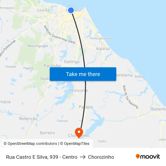 Rua Castro E Silva, 939 - Centro to Chorozinho map