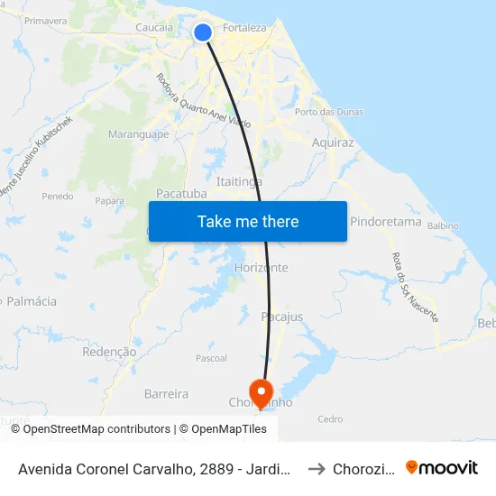 Avenida Coronel Carvalho, 2889 - Jardim Iracema to Chorozinho map