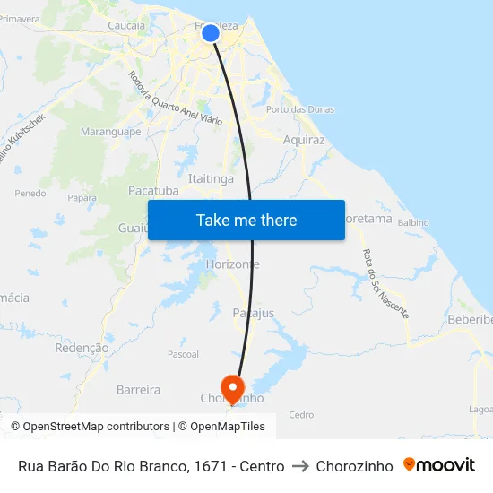 Rua Barão Do Rio Branco, 1671 - Centro to Chorozinho map