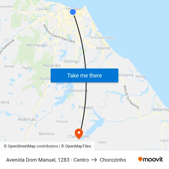 Avenida Dom Manuel, 1283 - Centro to Chorozinho map