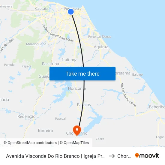 Avenida Visconde Do Rio Branco | Igreja Presbiteriana De Fortaleza - Centro to Chorozinho map