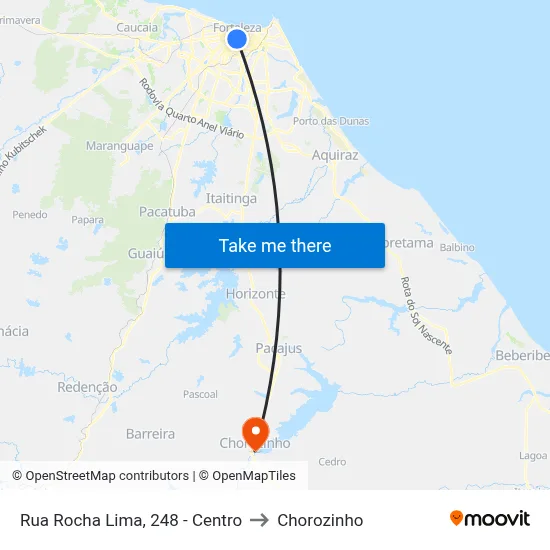 Rua Rocha Lima, 248 - Centro to Chorozinho map