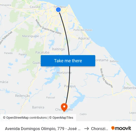 Avenida Domingos Olímpio, 779 - José Bonifácio to Chorozinho map