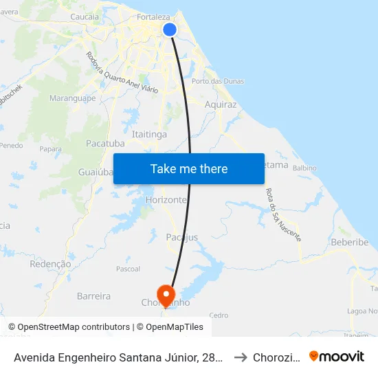 Avenida Engenheiro Santana Júnior, 2828 - Cocó to Chorozinho map