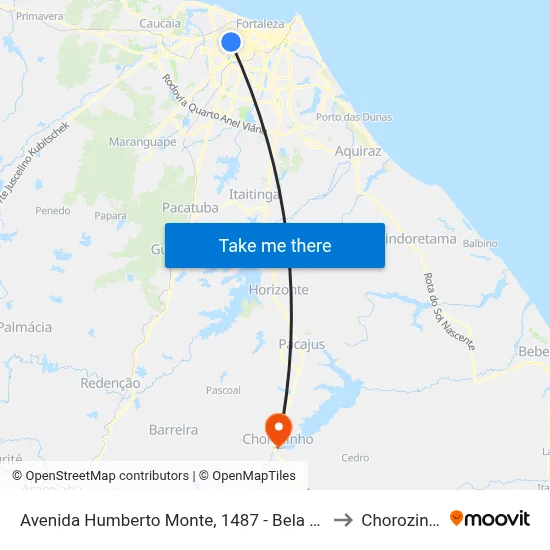 Avenida Humberto Monte, 1487 - Bela Vista to Chorozinho map