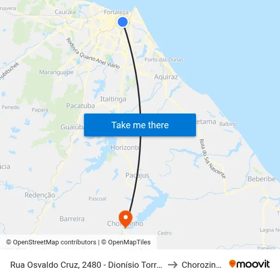 Rua Osvaldo Cruz, 2480 - Dionísio Torres to Chorozinho map