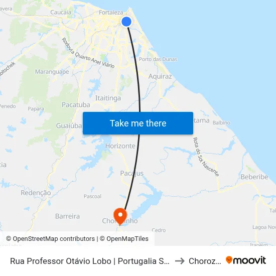 Rua Professor Otávio Lobo | Portugalia Shopping - Cocó to Chorozinho map