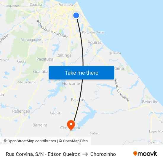Rua Corvina, S/N - Edson Queiroz to Chorozinho map