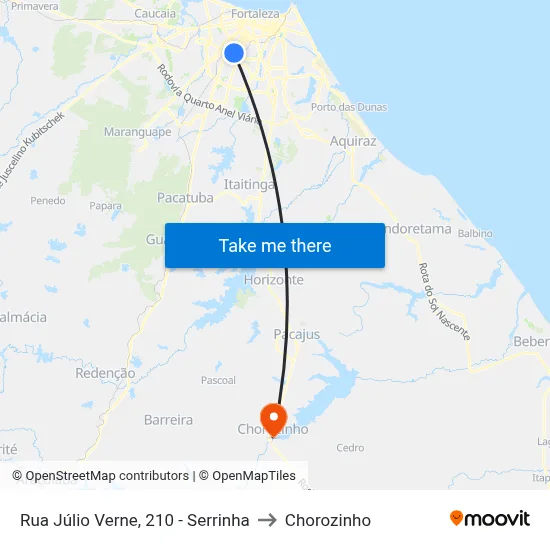 Rua Júlio Verne, 210 - Serrinha to Chorozinho map