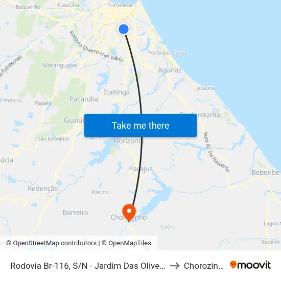 Rodovia Br-116, S/N - Jardim Das Oliveiras to Chorozinho map