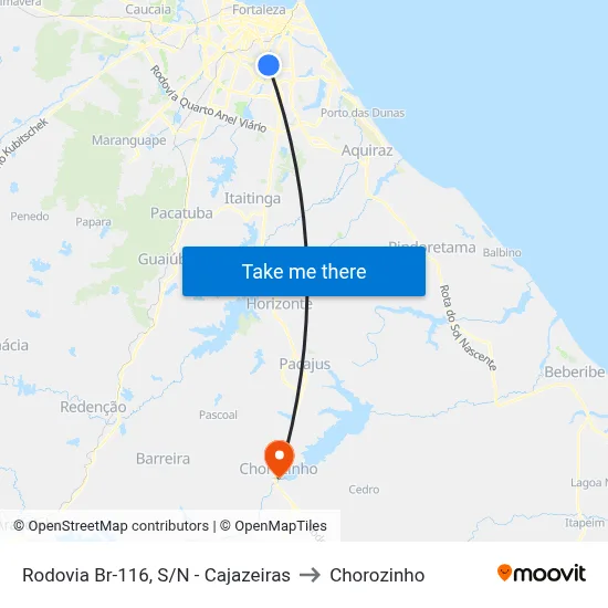 Rodovia Br-116, S/N - Cajazeiras to Chorozinho map