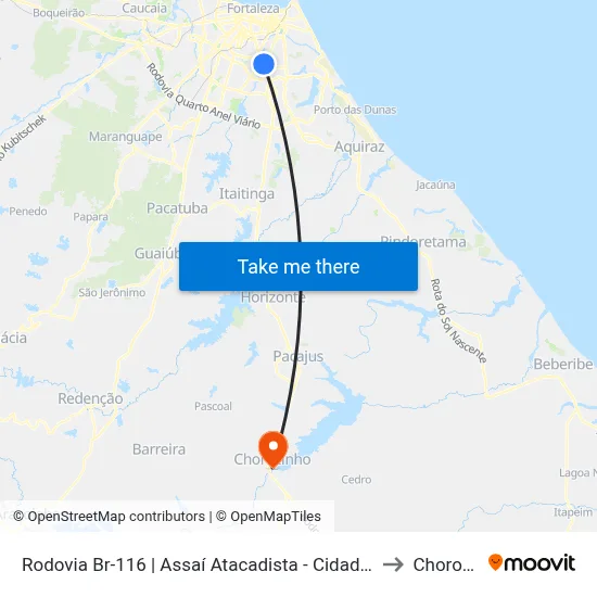 Rodovia Br-116 | Assaí Atacadista - Cidade Dos Funcionários to Chorozinho map