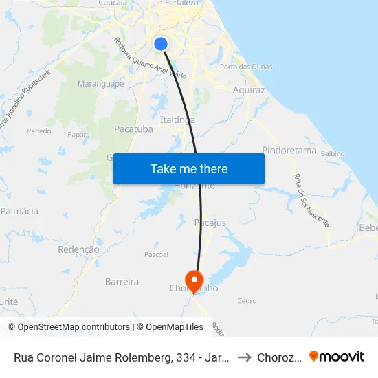 Rua Coronel Jaime Rolemberg, 334 - Jardim Cearense to Chorozinho map