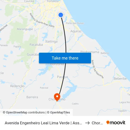 Avenida Engenheiro Leal Lima Verde | Assembleia De Deus - Sapiranga to Chorozinho map