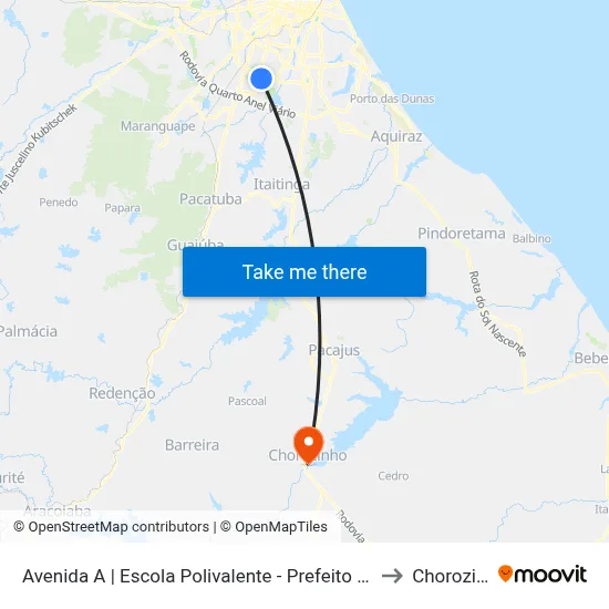Avenida A | Escola Polivalente - Prefeito José Walter to Chorozinho map