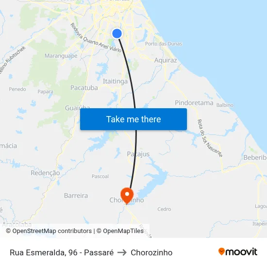 Rua Esmeralda, 96 - Passaré to Chorozinho map