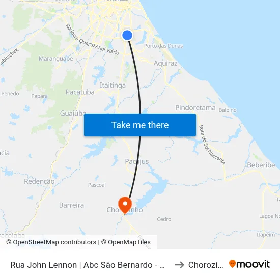 Rua John Lennon | Abc São Bernardo - Messejana to Chorozinho map