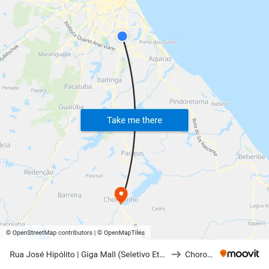 Rua José Hipólito | Giga Mall (Seletivo Etufor) - Messejana to Chorozinho map