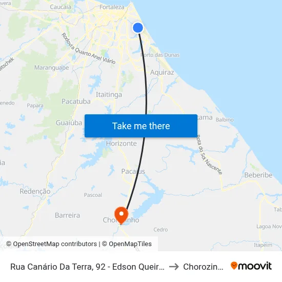 Rua Canário Da Terra, 92 - Edson Queiroz to Chorozinho map