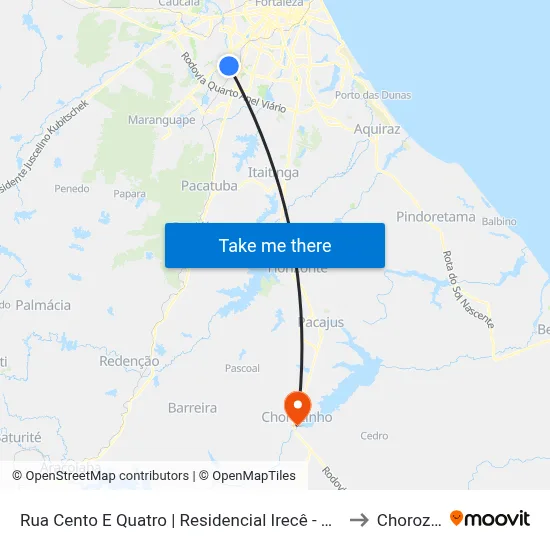 Rua Cento E Quatro | Residencial Irecê - Novo Mondubim to Chorozinho map