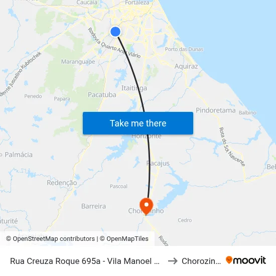 Rua Creuza Roque 695a - Vila Manoel Sátiro to Chorozinho map