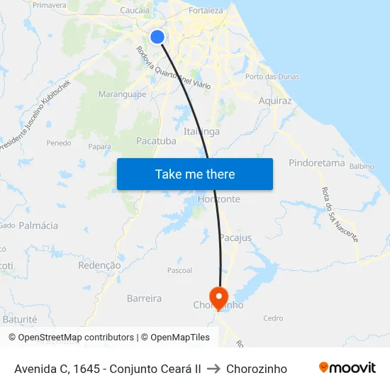 Avenida C, 1645 - Conjunto Ceará II to Chorozinho map