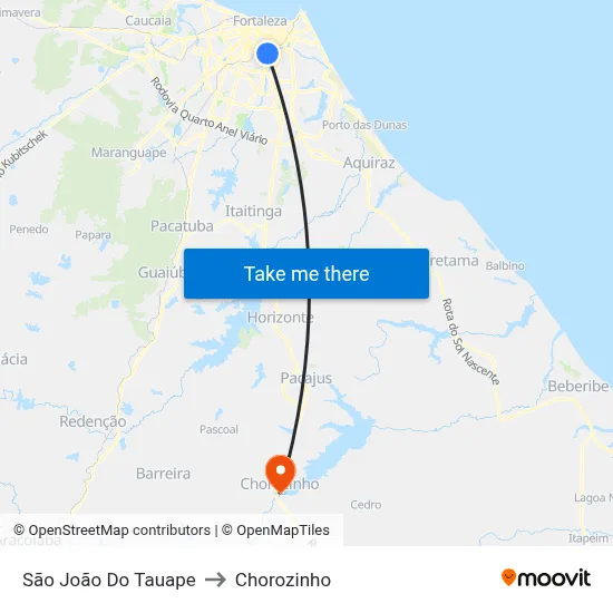 São João Do Tauape to Chorozinho map