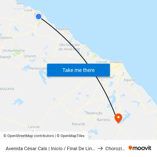 Avenida César Cals | Inicio / Final De Linha - Trairí to Chorozinho map