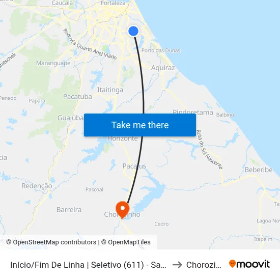 Início/Fim De Linha | Seletivo (611) - Sapiranga to Chorozinho map