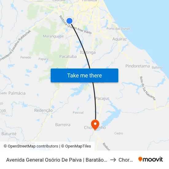 Avenida General Osório De Paiva | Baratão Supermercado - Siqueira to Chorozinho map