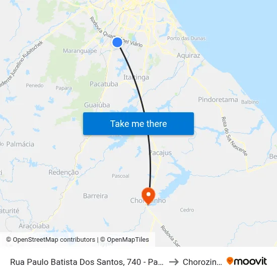 Rua Paulo Batista Dos Santos, 740 - Pauçara to Chorozinho map