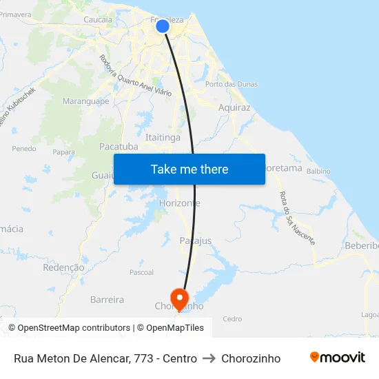 Rua Meton De Alencar, 773 - Centro to Chorozinho map