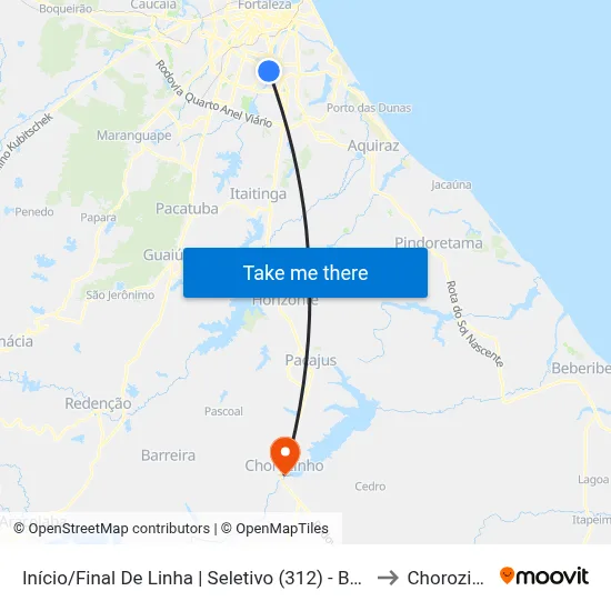 Início/Final De Linha | Seletivo (312) - Boa Vista to Chorozinho map
