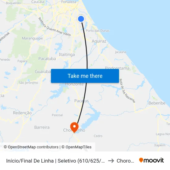 Início/Final De Linha | Seletivo (610/625/820) - Sapiranga to Chorozinho map