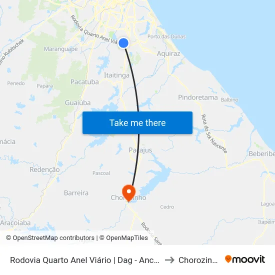 Rodovia Quarto Anel Viário | Dag - Ancuri to Chorozinho map