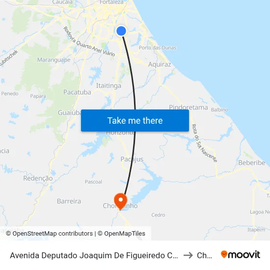 Avenida Deputado Joaquim De Figueiredo Correia | Center Box Supermercados - Parque Iracema to Chorozinho map